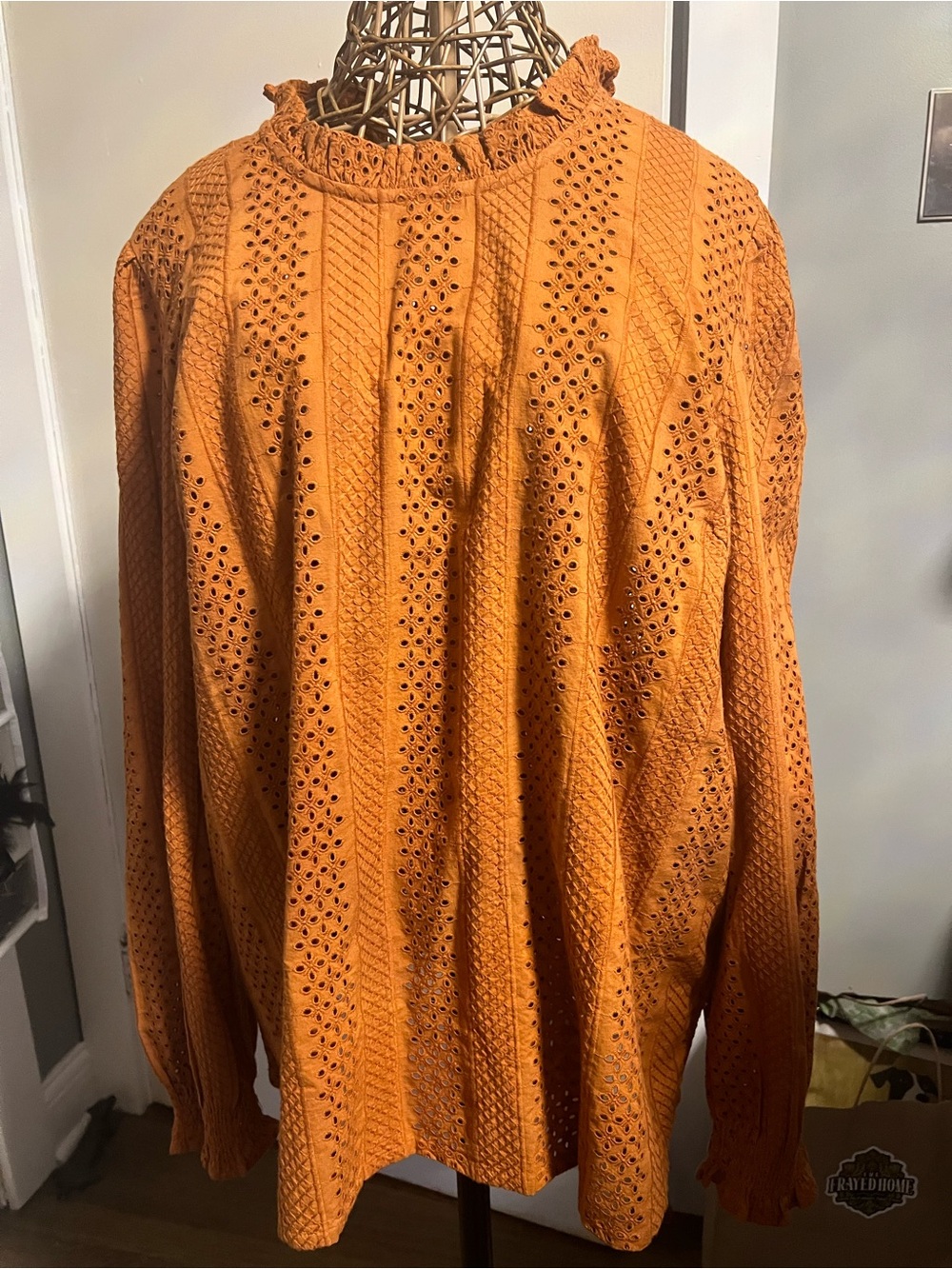 Boden Orange Eyelet Crewneck Sweater